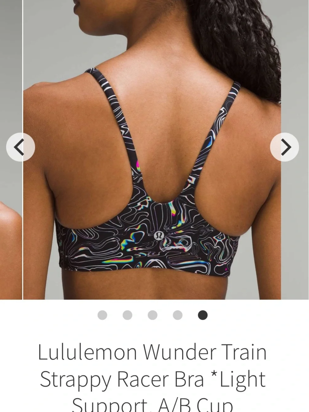 lululemon athletica Black Camo Sports Bra Wunder Train Strappy Racer Bra  NWT